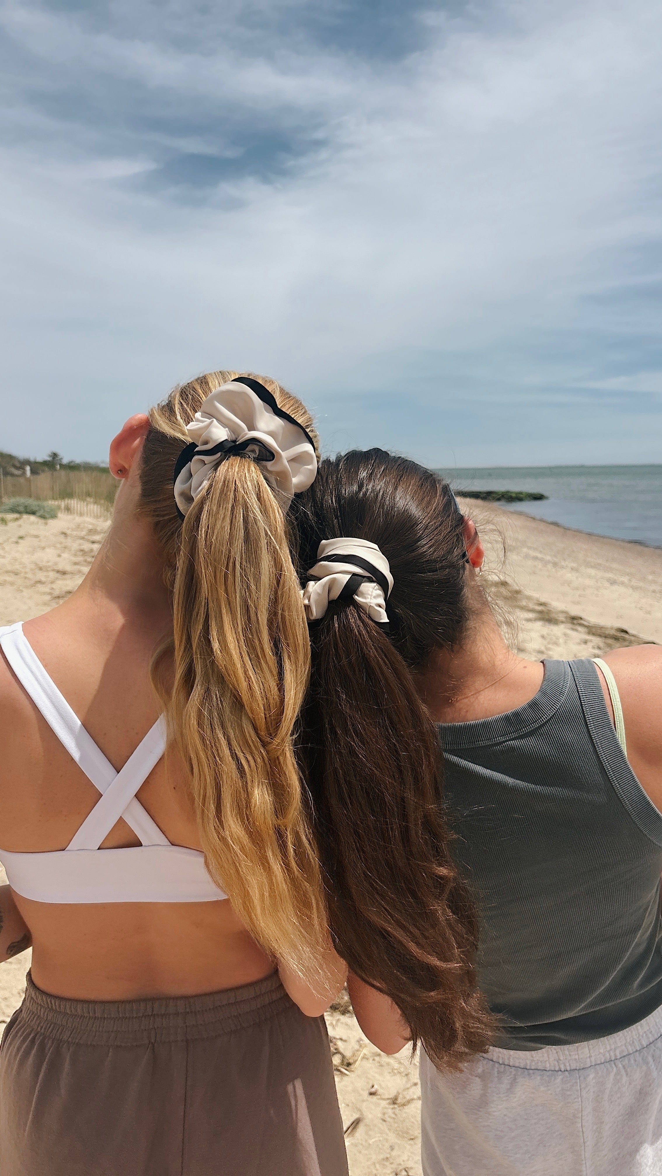 Silk White & Black Scrunchie